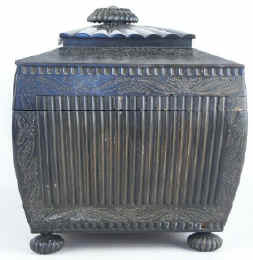 An important and monumental Anglo Indian Vizagapatam black buffalo horn tea chest Circa 1835.