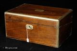 Antique Brass Edged figured walnut Writing box with  Secret drawers Circa 1875.