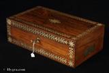 Antique Rosewood writing Box with pewter inlay circa 1825 by Turnbull's of Cheltenham