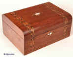 Victorian walnut veneered box inlaid in strips of geometric marquetry circa 1880 Enlarge Picture