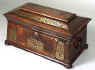 An exceptional Brazilian Rosewood three compartment Tea Caddy finely inlaid with brass. Circa 1820.